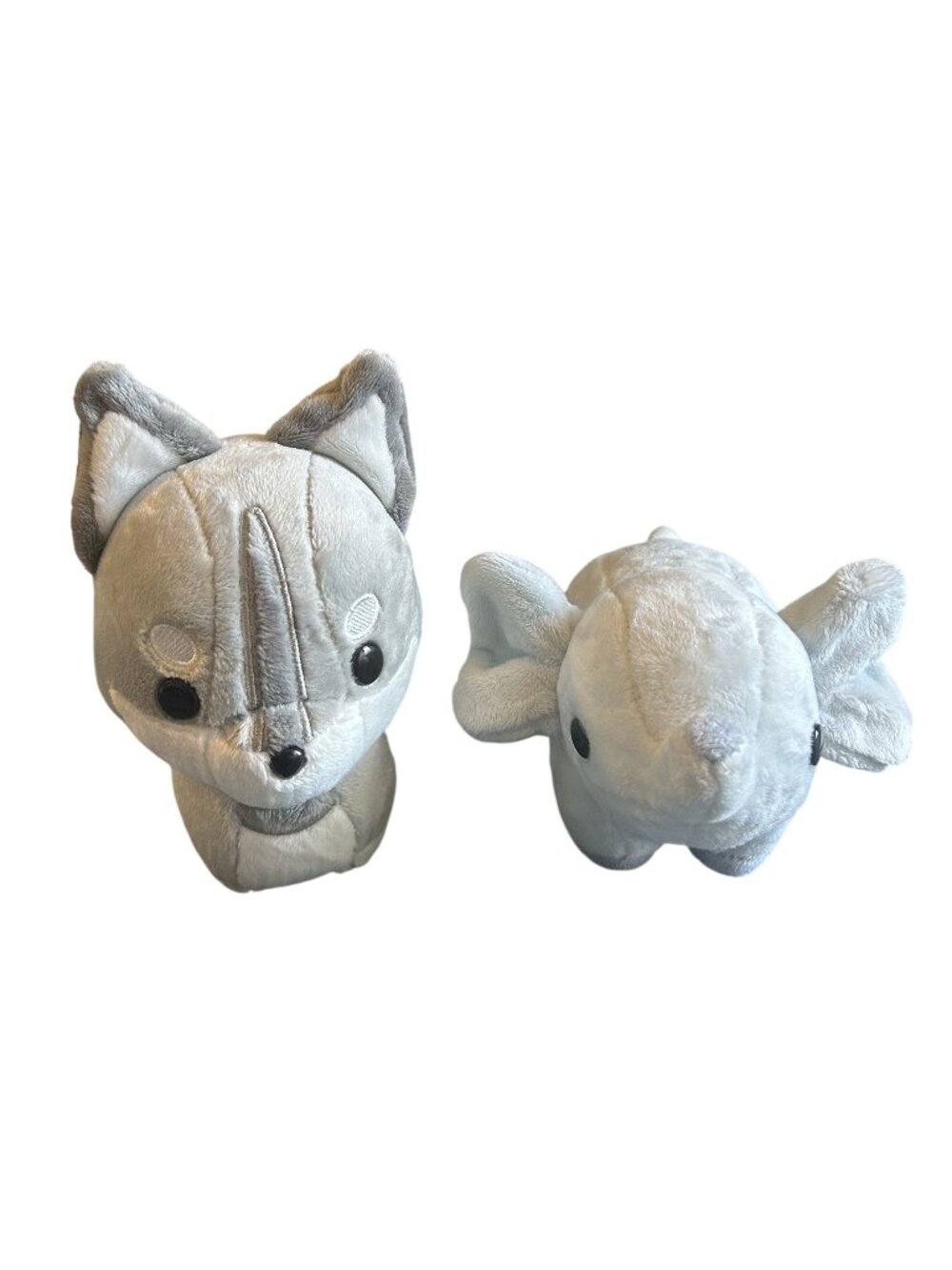 Mini Bellzi Wolf & Elephant Plush Stuffed Animals  Gray